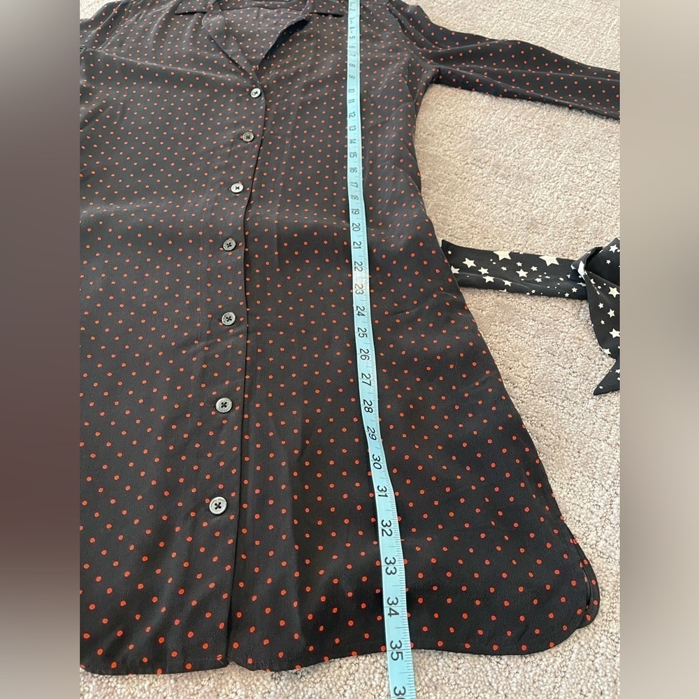 Equipment Kate Moss 100% Silk Shirt Dress, Black With Red Polka Dots, Size XS - Picture 8 of 16